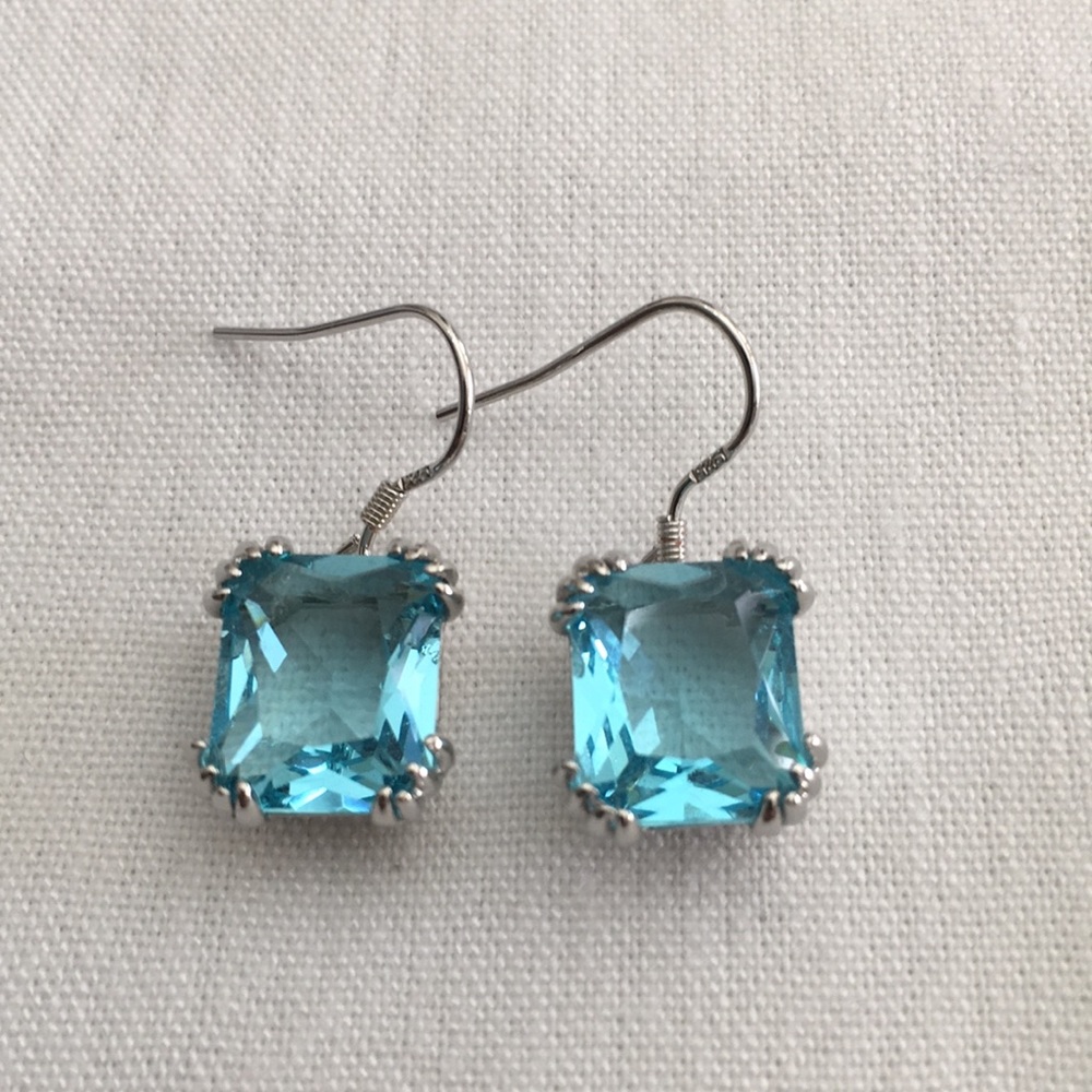 2CTW Aquamarine Filigree Sterling Silver Earrings